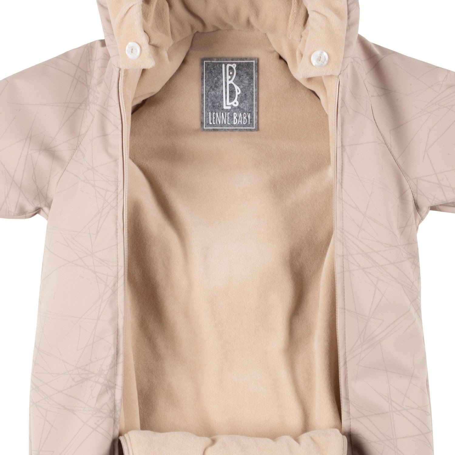 Beige Reflective Merino Wool-Lined Spring/Autumn Bunting Pram Suit - Image 4
