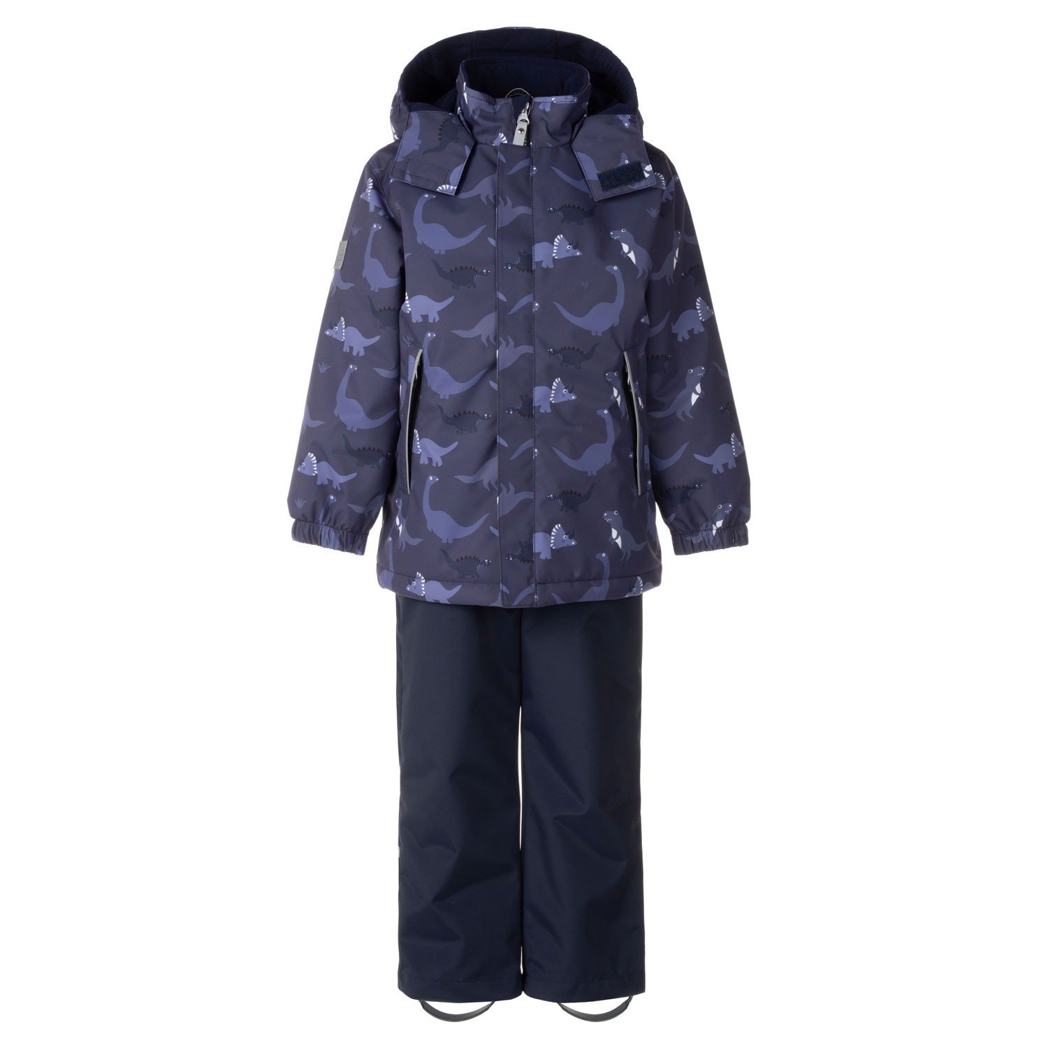 Blue Dinosaur Print Spring/Autumn Jacket and Dungaree Trousers Set - Image 3