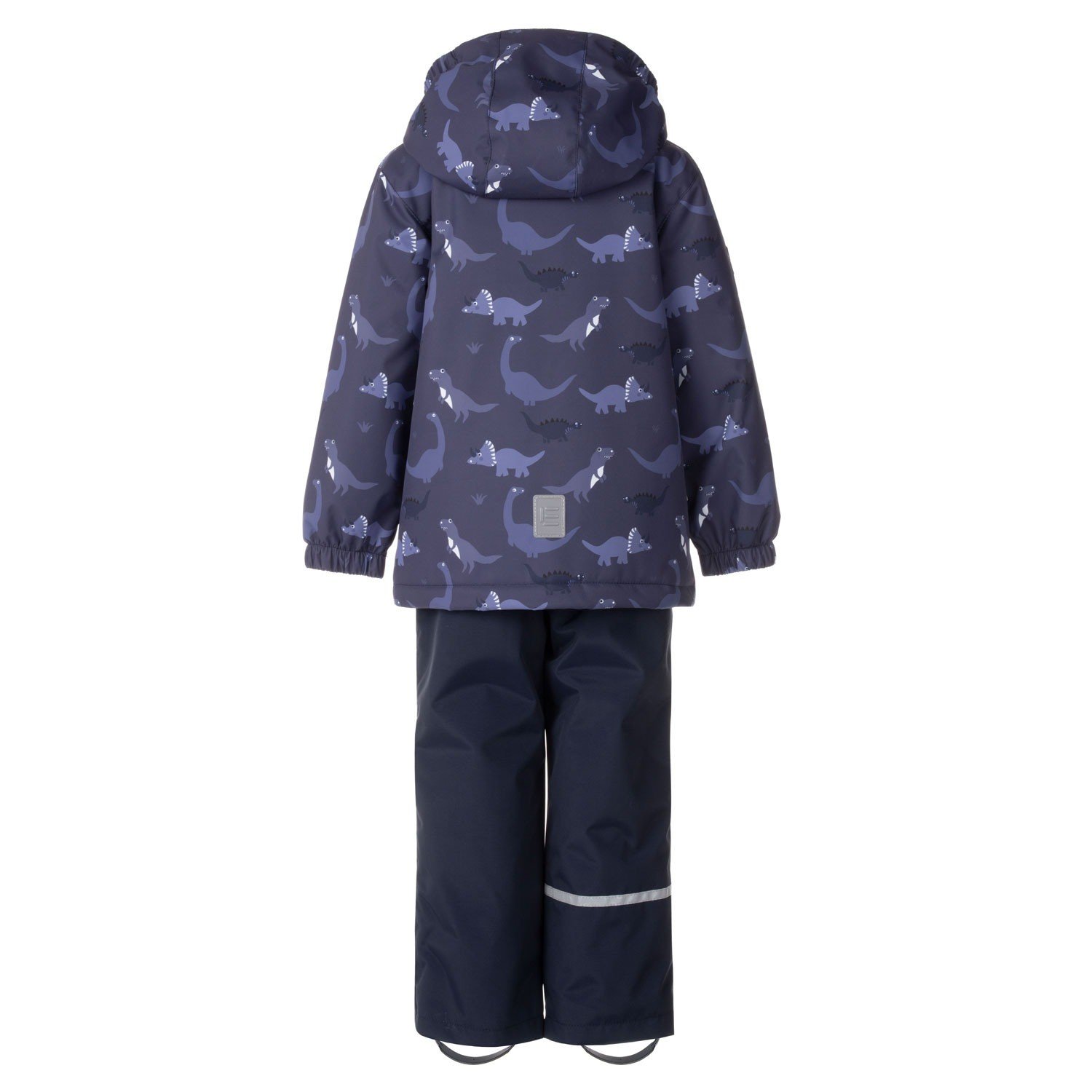 Blue Dinosaur Print Spring/Autumn Jacket and Dungaree Trousers Set - Image 2