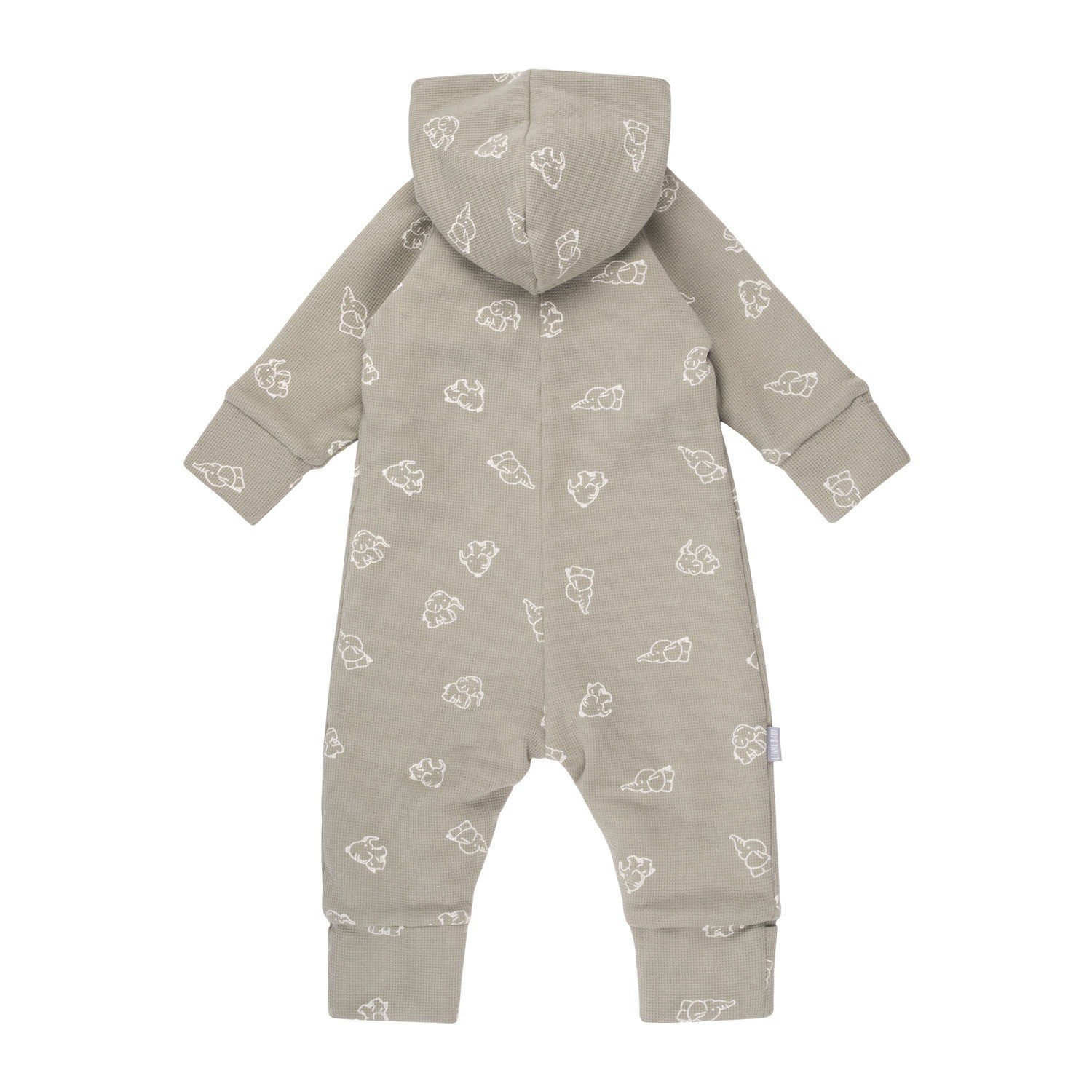 Khaki Green Cotton Fleece Baby Romper with Hood - Image 3