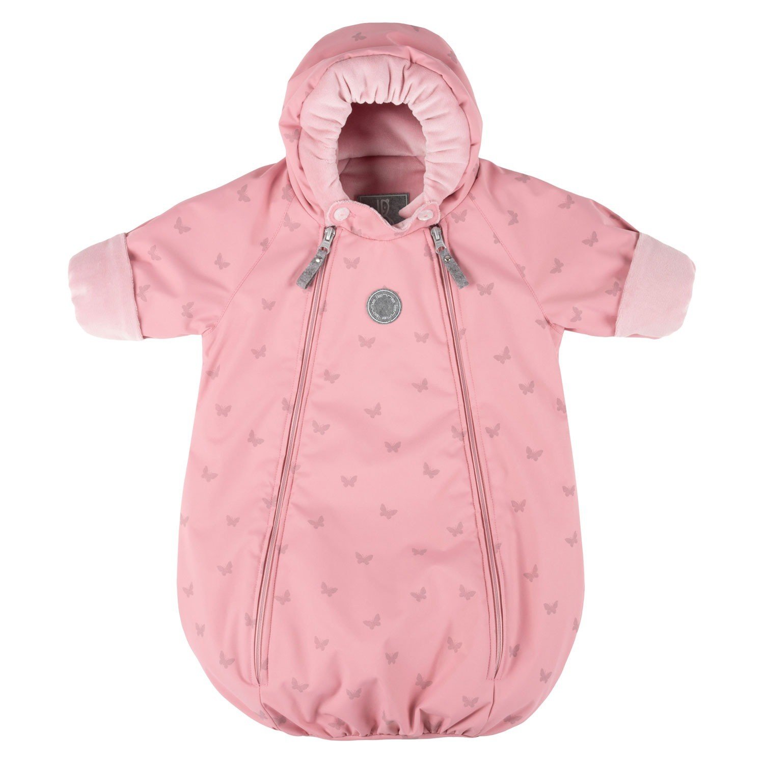 Pink Reflective Merino Wool-Lined Spring/Autumn Bunting Pram Suit - Image 4